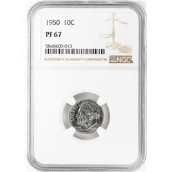 1950 Proof Roosevelt Dime Coin NGC PF67