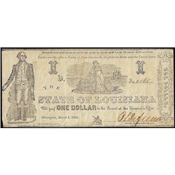 1864 $1 State of Louisiana Obsolete Note