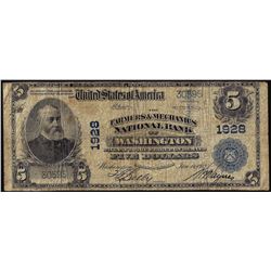 1902 PB $5 F & M of Washington, District of Columbia CH# 1928 National Currency Note