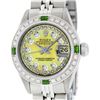 Image 1 : Rolex Ladies Stainless Steel Yellow MOP Emerald & Diamond Datejust Wristwatch