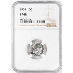 1954 Proof Roosevelt Dime Coin NGC PF68