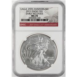 2011 $1 American Silver Eagle Coin NGC MS70 Early Releases