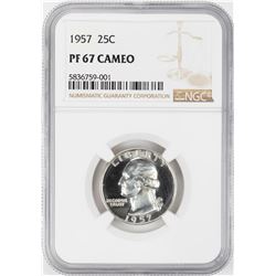 1957 Proof Washington Quarter Coin NGC PF67 Cameo