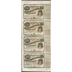 Uncut Sheet of (4) State of Louisiana Baby Bond Obsolete Notes