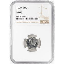 1939 Proof Mercury Dime Coin NGC PF65