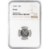Image 1 : 1939 Proof Mercury Dime Coin NGC PF65