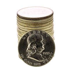 Roll of (20) Brilliant Uncirculated 1955 Franklin Half Dollar Coins