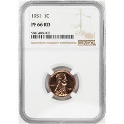 1951 Proof Lincoln Wheat Cent Coin NGC PF66RD