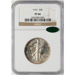 1942 Proof Walking Liberty Half Dollar Coin NGC PF66 CAC