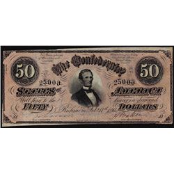 1864 $50 Confederate States of America Note