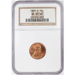 1950-D Lincoln Wheat Cent Coin NGC MS67RD