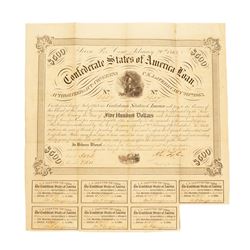 February 20, 1863 $500 Confederate States of America Bond