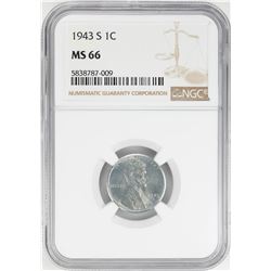 1943-S Steel Lincoln Wheat Cent Coin NGC MS66