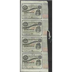 Uncut Sheet of (4) State of Louisiana Baby Bond Obsolete Notes