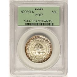 1936 Norfolk Bicentennial Commemorative Half Dollar Coin PCGS MS67 Old Green Holder