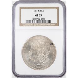 1881-S $1 Morgan Silver Dollar Coin NGC MS65