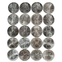 Roll of (20) Brilliant Uncirculated 1990-1997 $1 American Silver Eagle Coins