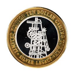 .999 Fine Silver Silver Legacy Reno, Nevada $10 Limited Edition Gaming Token