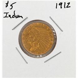 1912 $5 Indian Head Half Eagle Gold Coin