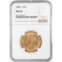 1882 $10 Liberty Head Eagle Gold Coin NGC MS62
