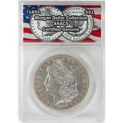 1892 $1 Morgan Silver Dollar Coin ANACS Certified Genuine
