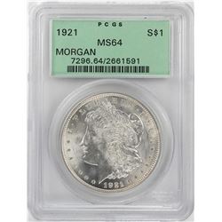 1921 $1 Morgan Silver Dollar Coin PCGS MS64 OGH