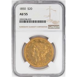 1850 $20 Liberty Head Double Eagle Gold Coin NGC AU55