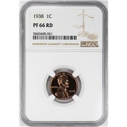 1938 Proof Lincoln Wheat Cent Coin NGC PF66RD