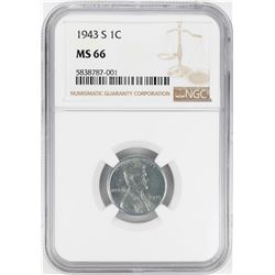 1943-S Steel Lincoln Wheat Cent Coin NGC MS66