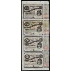 Uncut Sheet of (4) State of Louisiana Baby Bond Obsolete Notes