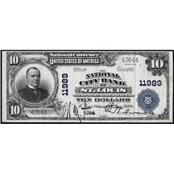 1902PB $10 City Bank of St. Louis, MO CH# 11989 National Currency Note
