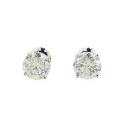 3.03 ctw Diamond Earrings - 18KT White Gold