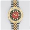 Image 2 : Rolex Mens 2 Tone Red Vignette String VS 3 ctw Channel Set Diamond Datejust Wris