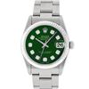 Image 2 : Rolex Womens Midsize 31mm 18K Gold Bezel Green Diamond Stainless Steel Datejust