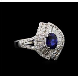 14KT White Gold 1.01 ctw Sapphire and Diamond Ring