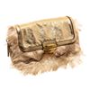 Prada Metallic Gold Faux Fur Leather Convertible Clutch Crossbody Bag