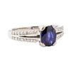 Image 1 : 1.61 ctw Blue Sapphire And Diamond Ring - 14KT White Gold