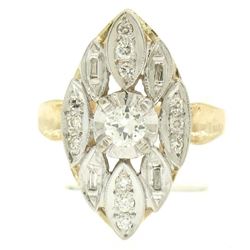 14k Two Tone Gold .55 ctw European Diamond Solitaire Ring