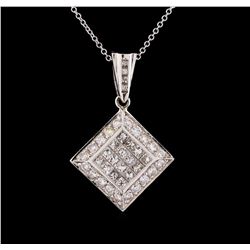 1.30 ctw Diamond Pendant With Chain - 14KT White Gold