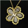 Image 6 : 18k Yellow and White Gold 1.22 ctw Diamond Cluster Flower Pendant Necklace