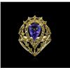 Image 2 : 1.67 ctw Tanzanite and Diamond Ring - 14KT Yellow gold