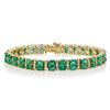Image 1 : 13.72 ctw Emerald and 1.79 ctw Diamond 14K Yellow Gold Bracelet