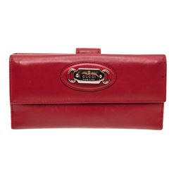 Gucci Red Leather Continental Wallet