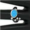Image 6 : 14kt White Gold 1.23 ctw Cabochon Turquoise and Diamond Cocktail Ring