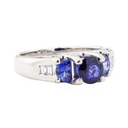 1.84 ctw Sapphire and Diamond Ring - 18KT White Gold