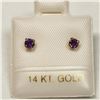 Image 2 : 14K Yellow Gold Amethyst Screwback Earrings, Made in Canada, Suggested Retail Value $200