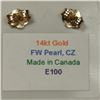 Image 3 : 14K White Gold Fresh Water Pearl Cubic Zirconia Earrings, Made in Canada, Suggested Retail Value $20
