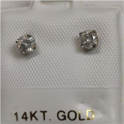 14K White Gold 2 Diamond(0.3ct) Earrings, Made in Canada, Appraised Retail $1175