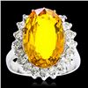 Image 3 : 8.20CT NATURAL CEYLON YELLOW SAPPHIRE 14K WHITE GOLD RING