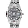 Image 2 : Rolex Mens SS Meteorite Diamond & Ruby Channel Set Diamond Datejust Wristwatch
